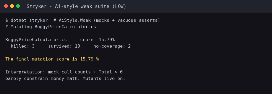 Stryker AiStyle low mutation score