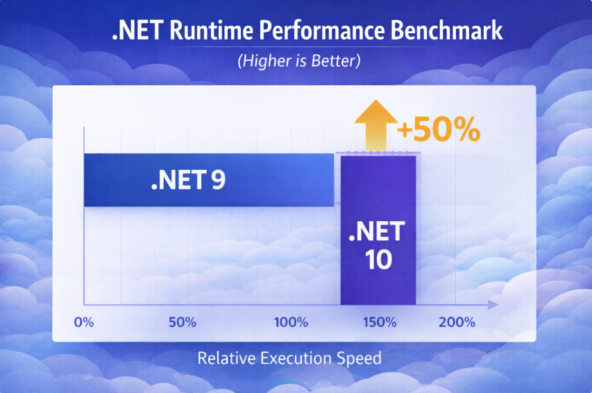 Performance benchmark comparing .NET 9 and .NET 10 execution speed
