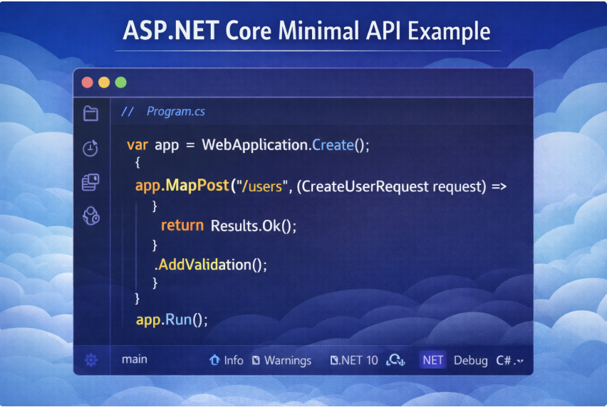 ASP.NET Core 10 minimal API example in Visual Studio Code